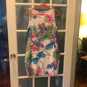 Jennifer Lopez spandex dress with floral design. New with tags